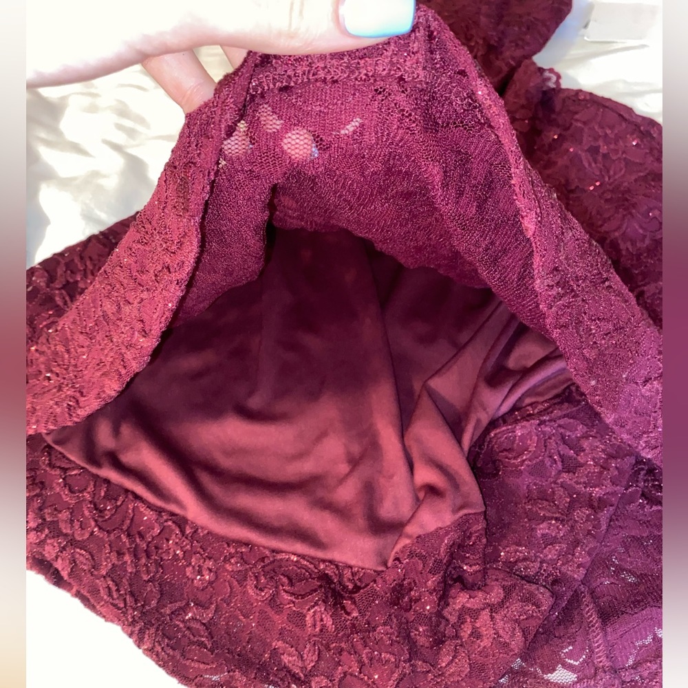 Honey and Rosie Lace Bra Back Double Hem Glittered Lace Dress - Picture 4 of 7